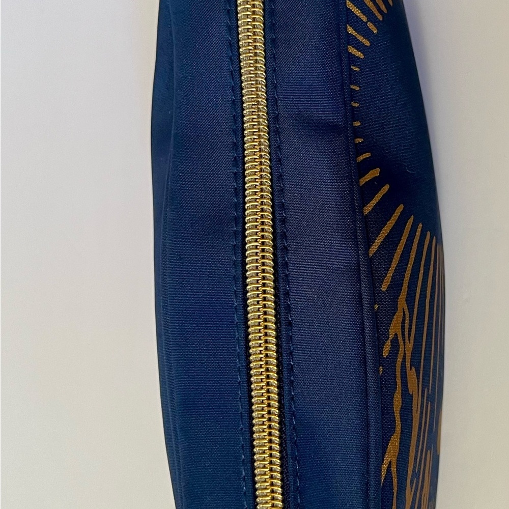 Agnes b x Cathay Pacific inflight amenity pouch bag blue gold airline canvas - Picture 2 of 6